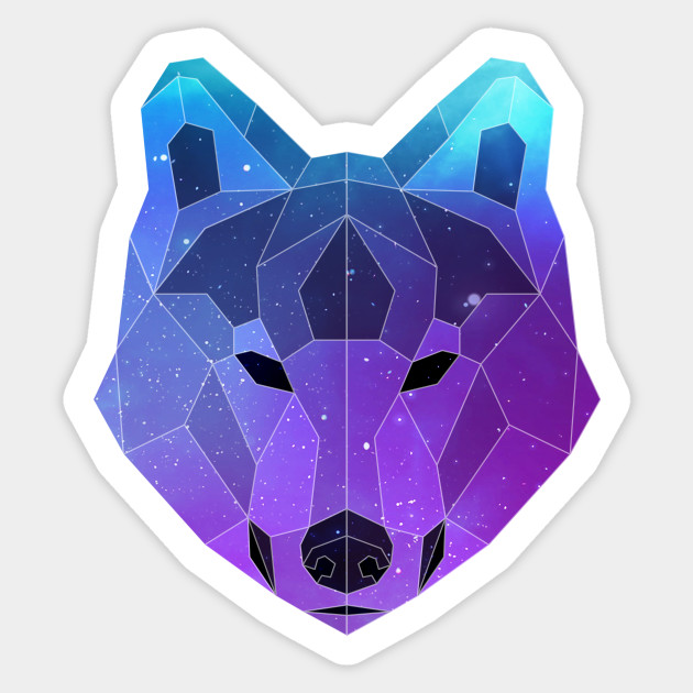 Galaxy Wolf Geometric Animal Galaxy Wolf Sticker TeePublic